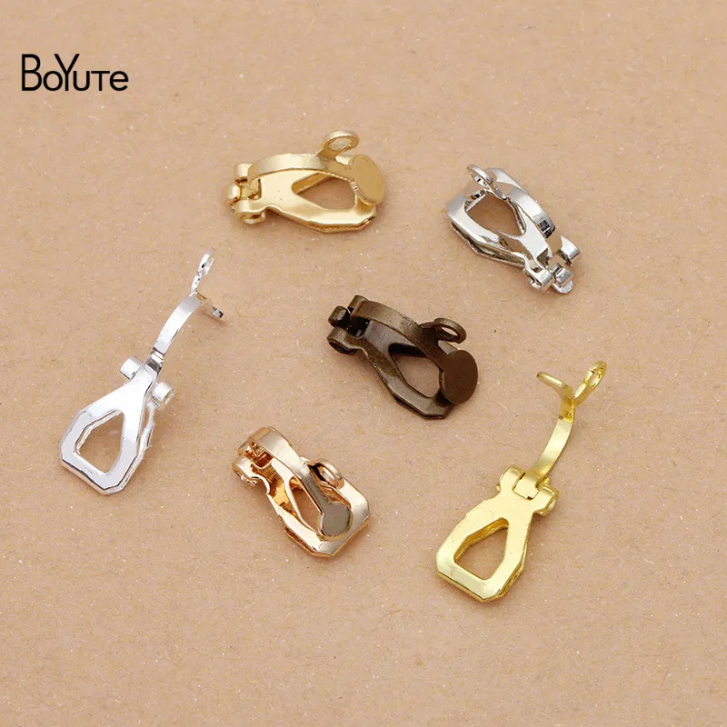 BoYuTe (200 шт./лот) 12 мм Металлические латунные клипсы для ушей без проколов с петлей