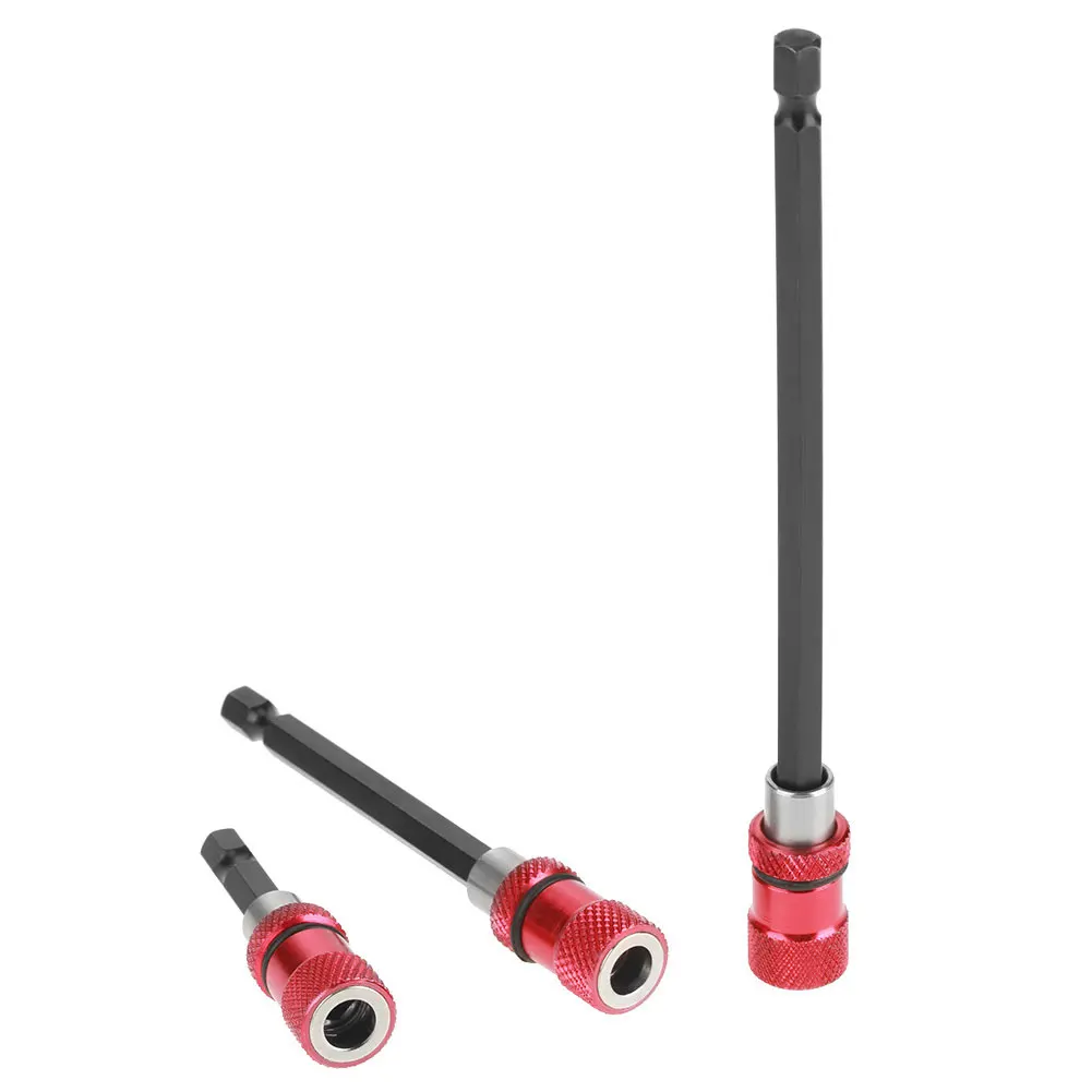 

3PCS Magnetic Drill Bit Extender 1/4inch Hex Shank CR-V Steel Screwdriver Extension Holder Stainless Steel Drill Bit Holder