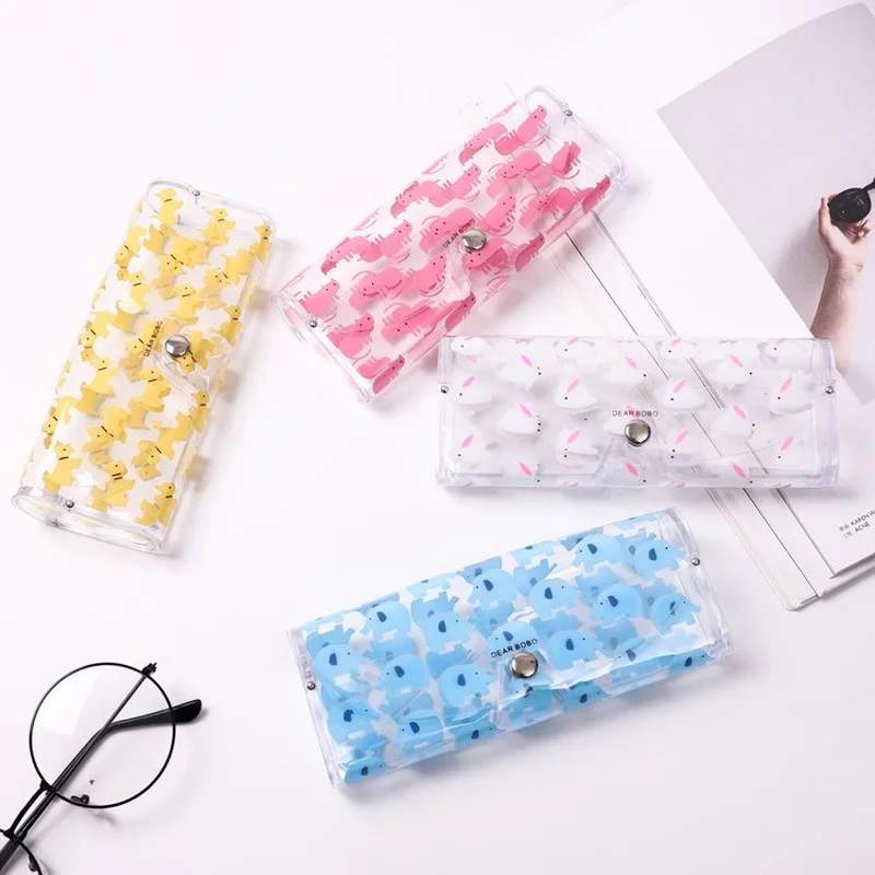 

Transparent PVC Eyeglasses Box Cartoon Cute Travel Women Protection Holder Carry Eyewear Case Accessories