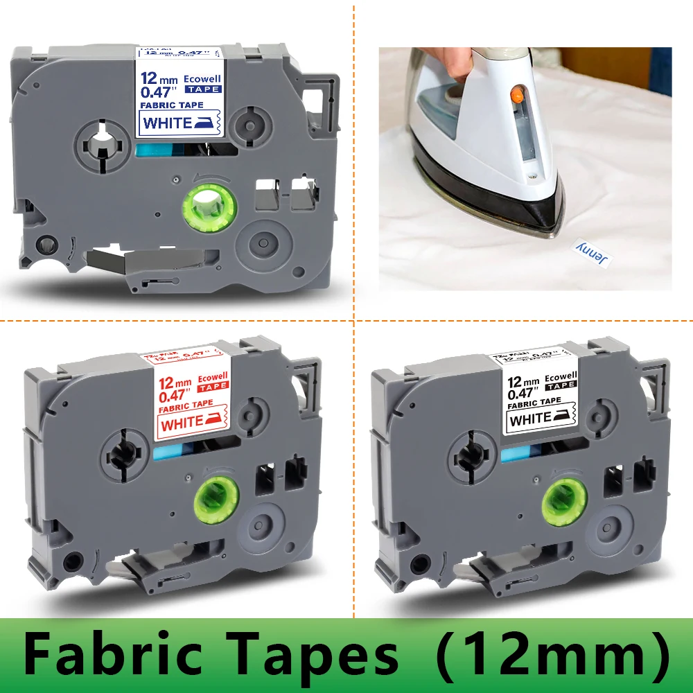 

Muticolor 12 /18mm Fabric Iron on Label Replace For Brother FA231 FA3 FA3R FA241 FA4 FA4R Fabric Tape For Brother PT Label Maker
