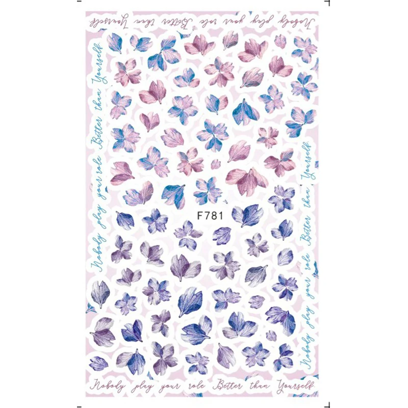 

Наклейки для ногтей с изображением фиолетовых и розовых цветов