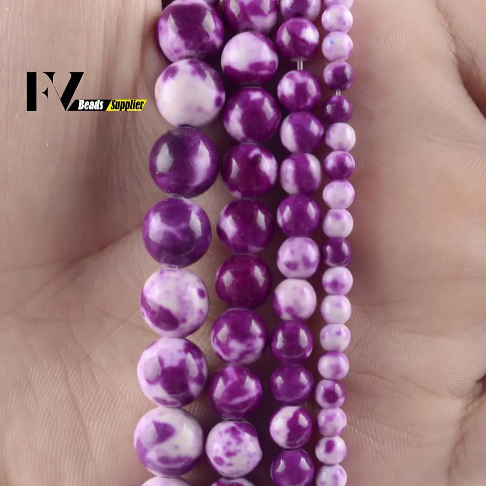 Натуральный фиолетовый красный дождливую погоду Цветок Круглые бусины