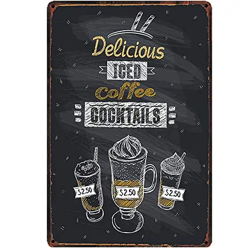 

Free Pintree Original Retro Design Delicious Iced Coffee Tin Metal Signs Wall Art Thick Tinplate Print Poster Wall Decoration fo
