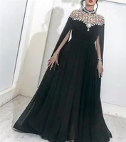 gorgeous crystal beaded evening dresses high neck chiffon floor length saudi arabic dubai evening gowns formal prom dresses 2020