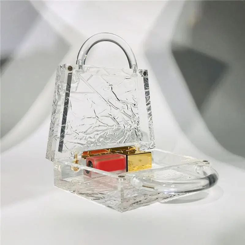 

2pcs Women Acrylic Prom Handbag Ladies Wedding Party Evening Clutch Banquet Purse Shoulder Bag