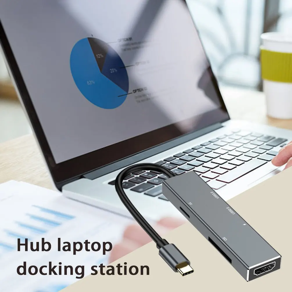 

6-Port USB 3.0 2.0 Hub 6-In-1 Docking Station Secure Digital/TF+PD Multi-Function Breakout Card Reader Hub Smartphone USB Type-C