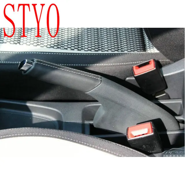Чехол STYO для VW POLO 2011-2017 из натуральной кожи с ручным тормозом и белой линией |