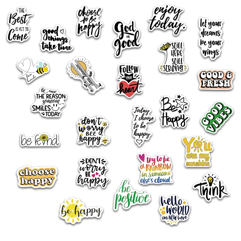 

50Pcs Motivational Phrases Sticker Quotes Sentences Waterproof for Phone Laptop Skateboard Office Study Room Graffiti Decal Toy