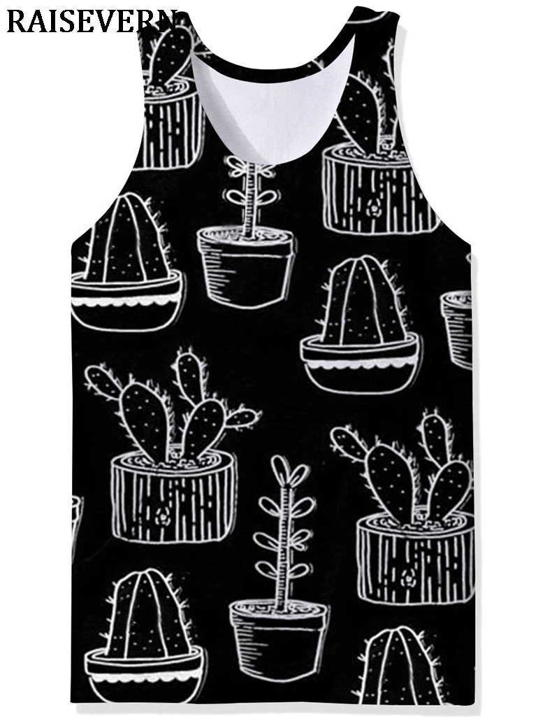 3D кактус с принтом без рукавов Танк топ для мужчин повседневный Свободный