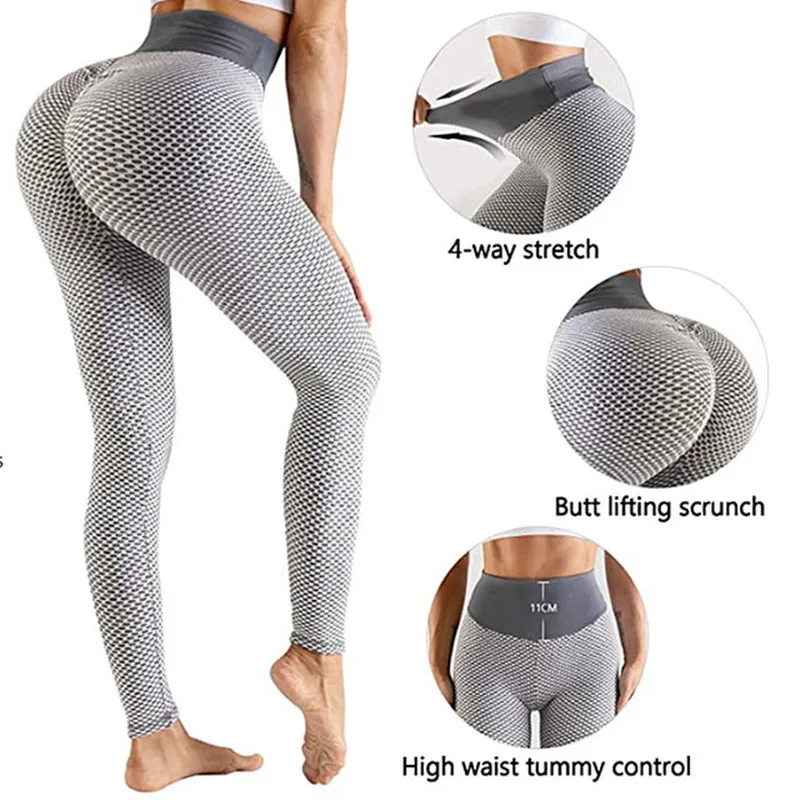 

Women's Ruched Butt Lifting High Waist Yoga Pants Tummy Control Stretchy Workout Leggings Textured Booty Tights