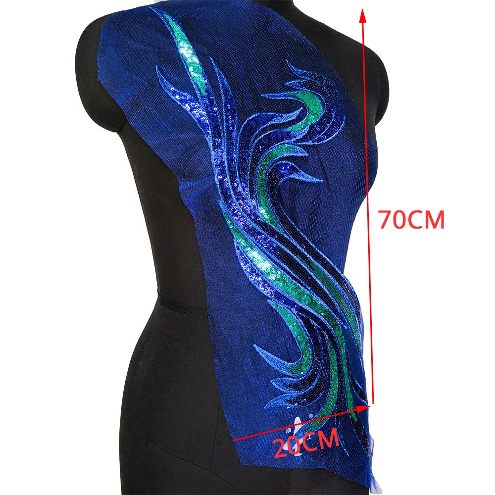 Золотые и синие блестки с цветами нашивки вышитые для выпускного вечера