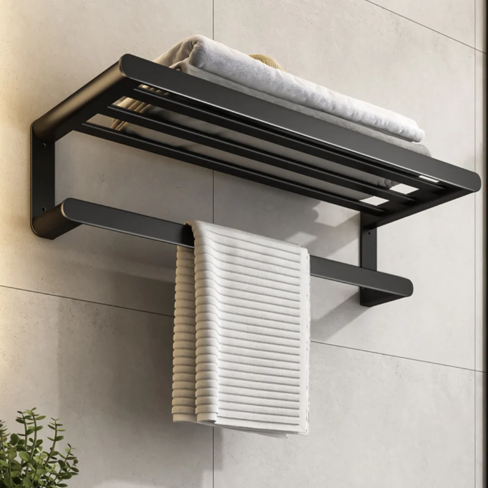 50cm bathroom towel rack punch free towel holder shower rack bathroom storage shelf toilet towel rod home organizer accessories free global shipping