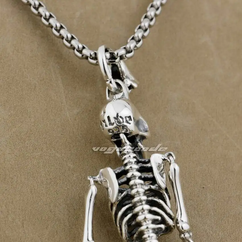 Кулон Мужской из серебра 925 пробы с черепом 26 дюймов|Подвески| |