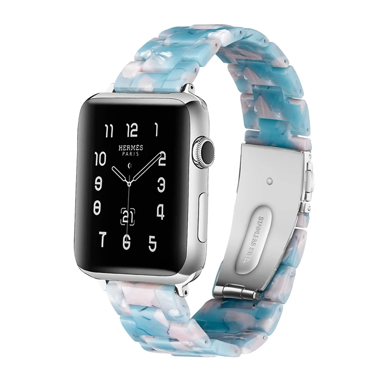 Ремешок полимерный для apple watch band 44 мм 40 42 38 браслет iwatch series 5/4/3/2/1 с пряжкой из