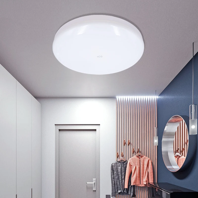 

2pcs/lot LED Ceiling Lamp AC110V 220V PIR Motion Sensor Lamp Surface Mounted Auto Smart Sounds Control 12W 24W Round Panel Light