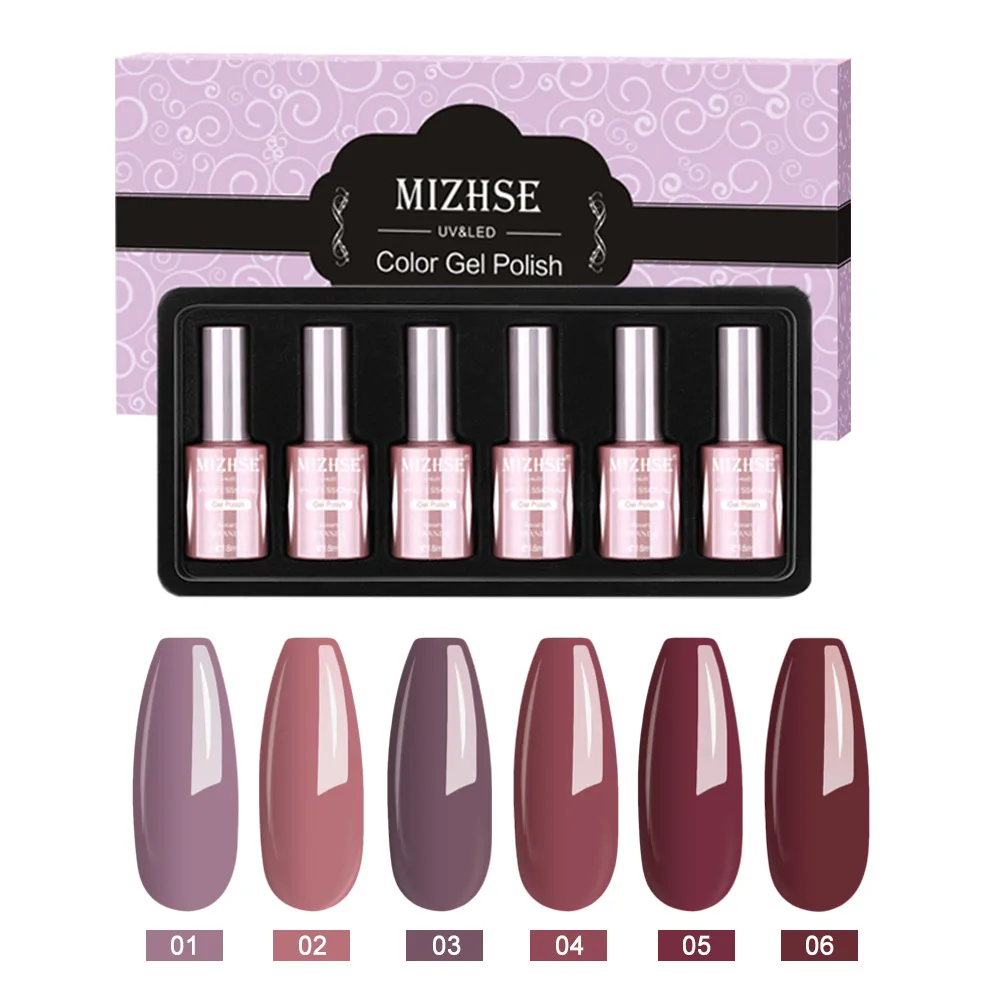 MIZHSE замочить от УФ гель-лака маникюрный набор 18 мл 6 шт./лот DIY французский стиль УФ-гель для ногтей телесного цвета гель серый DIY полный набор - Цвет: P32