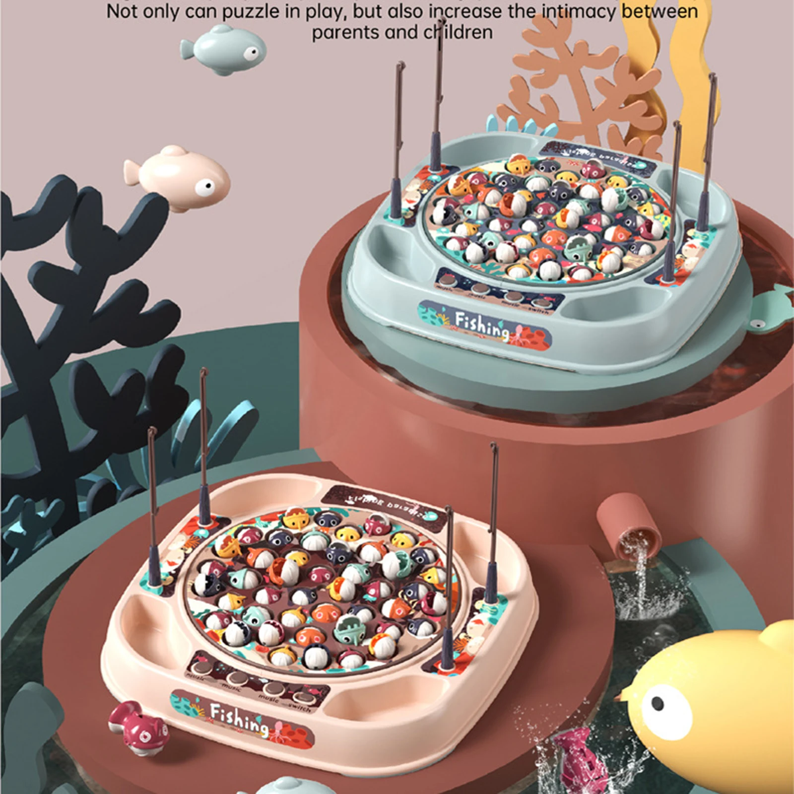 Игра забавная рыбалка набор игрушек электрическая вращающаяся рыболовная