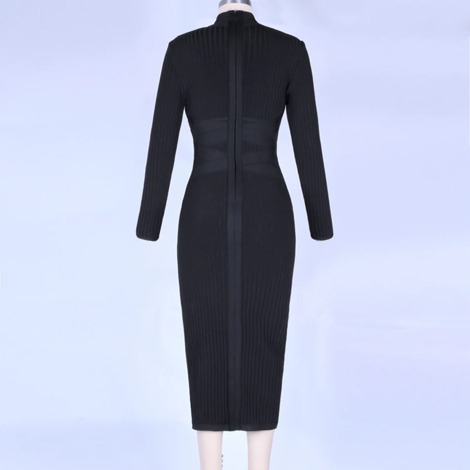 Новинка 2020 высококачественное Бандажное платье с длинными рукавами и высоким