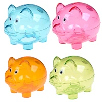 kawaii case cartoon pig shaped coins arrival plastic piggy saving bank money new transparent box transparent money saving box ca