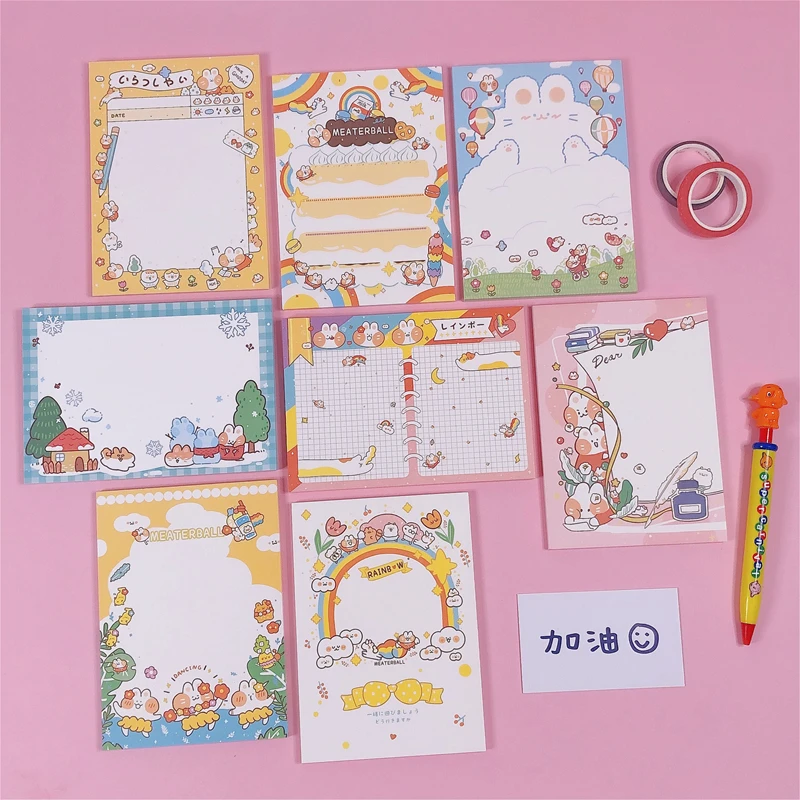 Большой блокнот для записей Kawaii корейский с радужным сыром кошек 50 листов в