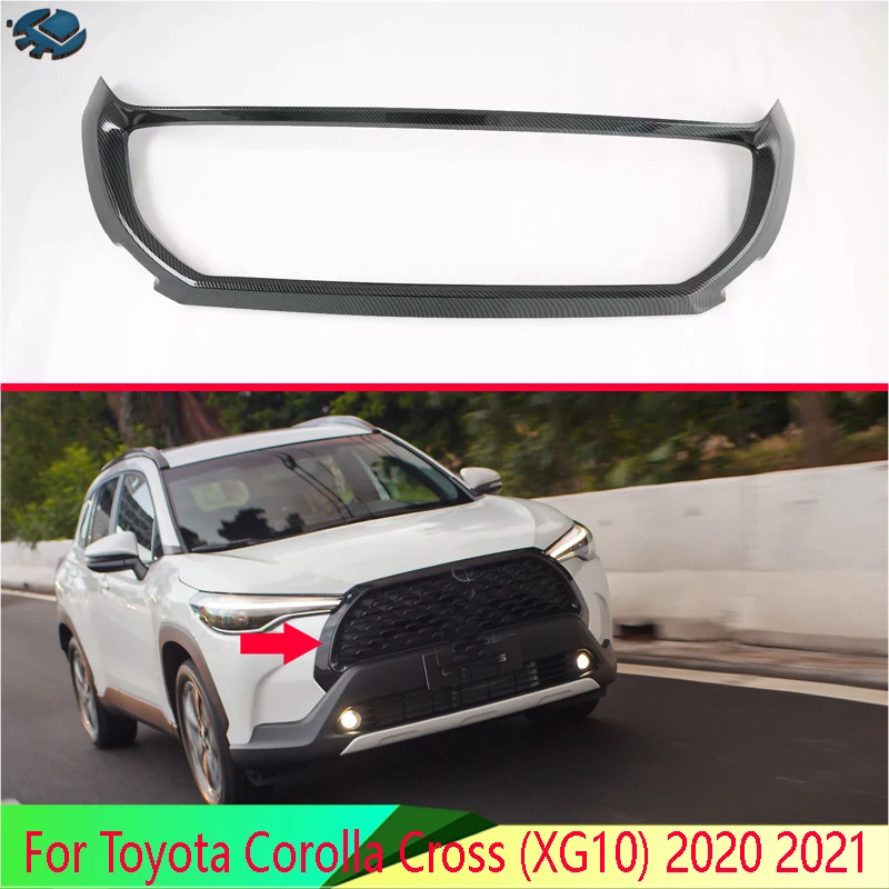 

Передняя решетка радиатора для Toyota Corolla Cross (XG10) 2020 2021 из углеродного волокна, отделка сеткой, молдинг, ободок, украшение