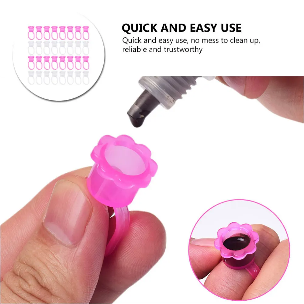 

100pcs Eyelash Glue Ring Cup Makeup Embroidery Tattoos Pigment Ring Container