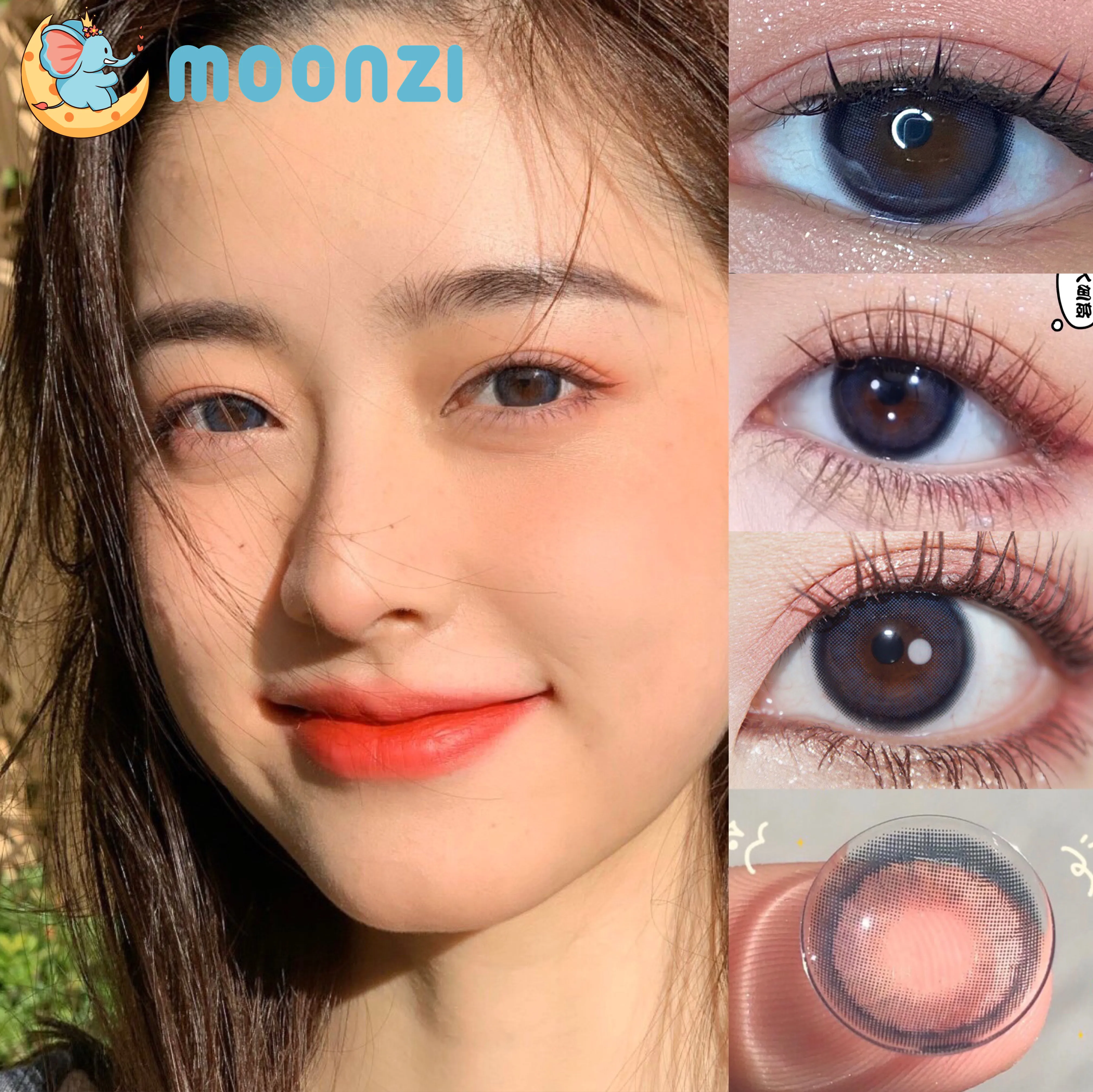 

MOONZI sunset blue unique contact lens big beautiful Pupil Colored Contact Lenses for eyes yearly Myopia prescription degrees