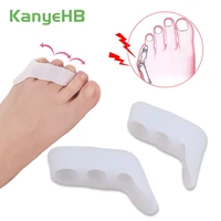 2pcs silicone gel three hole little toe separator transparent pain relief toe bone straightener protector foot care tool h067