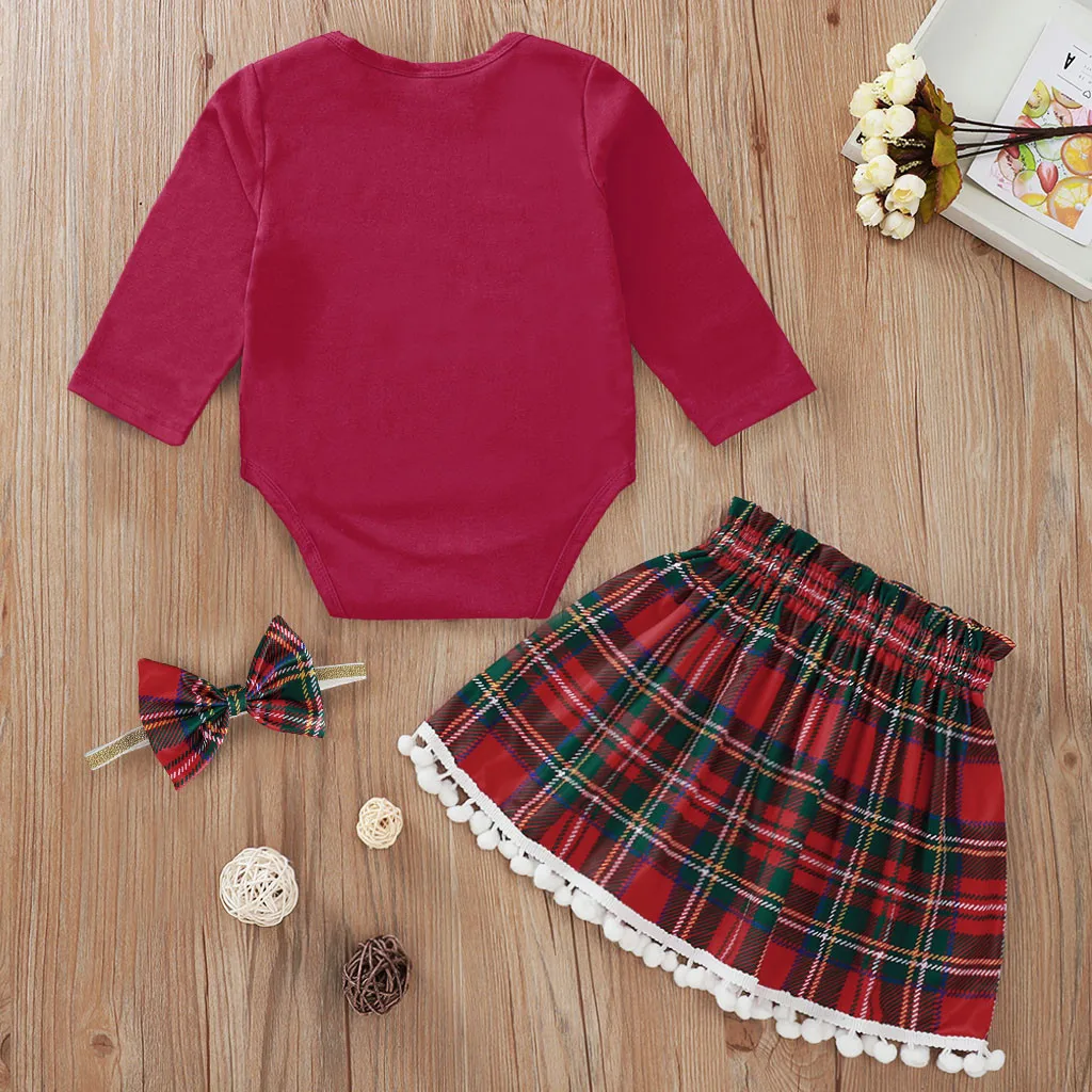 Детский Рождественский кружевной комплект из юбки с бахромой и длинными