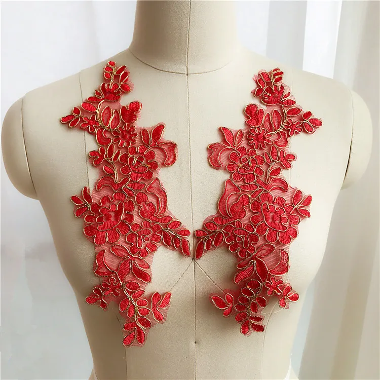 Белая костяная линия вышивка блестки патч красный детский синий цветок