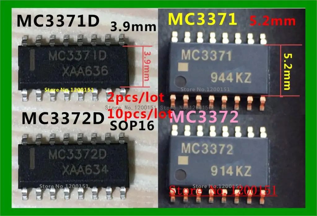 

MC3371 MC3372 MC3371D MC3371DR2G MC3372D SOP16 MC3371P MC3372P DIP16
