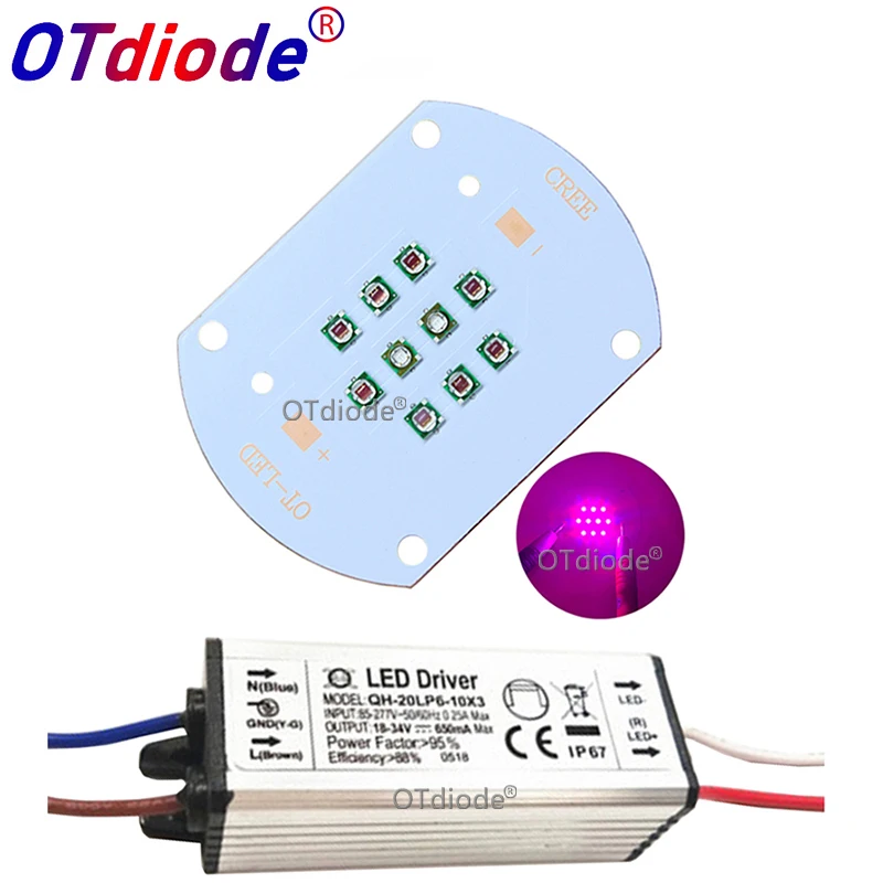 30W Cree XP-E Plant Grow Multi-Chip LED Lamp Light Deep Red 660nm + Royal Blue 450nm Diode Bulb+Driver For Fruit Growth | Лампы и