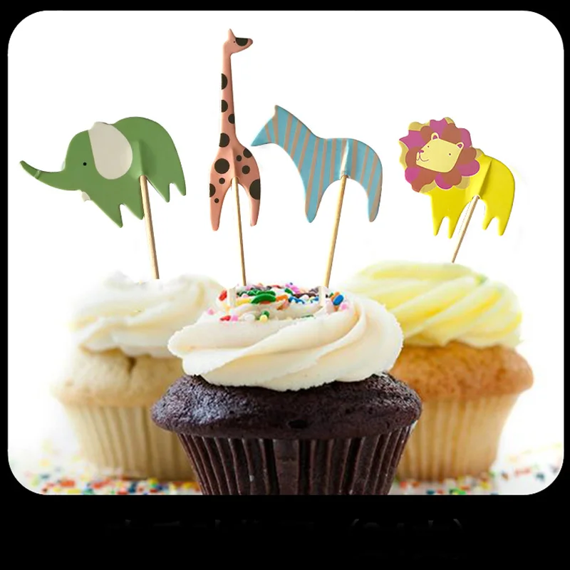 12 шт. Животные Сова Снеговик птица Король Лев Зебра слон жираф кекс Топпер для