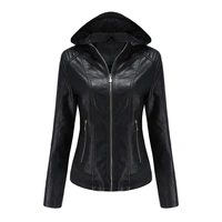 2021 new women autumn winter faux soft leather jackets coats lady black pu zipper epaule motorcycle streetwear