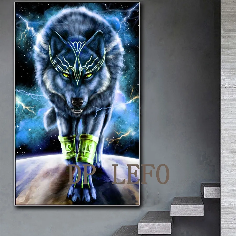 

Алмазная вышивка «сделай сам» с полным заполнением, животное, звездное небо, волк, 5d алмазная Вышивка крестиком, Алмазная мозаика, рисунок с...