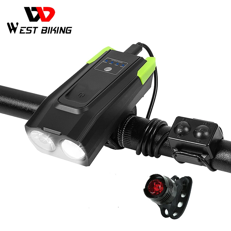 

WEST BIKING Bicycle Front Light Set Smart Induction Bike Lamp 4000mAh USB Cycling FlashLight 800 Lumen Bike Light with Horn