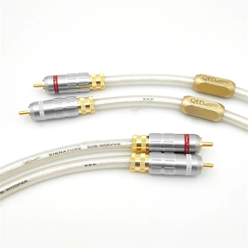 

New pair Silver-plated Hifi RCA Audio Cable QED Signature 6N OCC With gold plated RCA plug connector