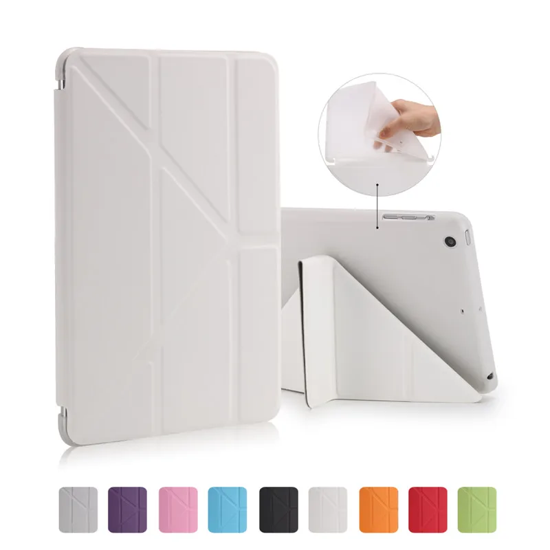 Смарт-чехол funda для iPad Mini 4 mini4 7," мягкий кожаный чехол 5 раз ультра-тонкий складной чехол mini4/функция сна и пробуждения - Цвет: white