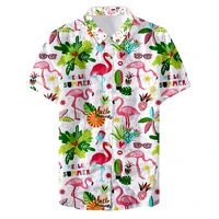 2019 latest design digital pink student flamingo pattern mens casual shirts