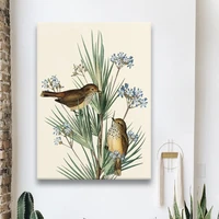 canvas hd prints little bird painting wall art blue flowers poster modern green botany home decor modular pictures for bedroom