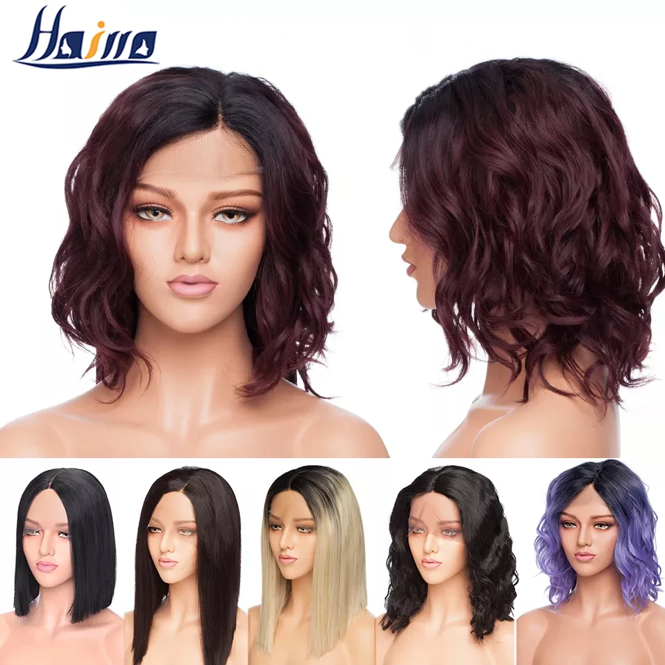 

Парик HAIRRO короткий Боб U-образный с эффектом деграде, синтетический парик со свободной частью, парик из волнистых волос для женщин