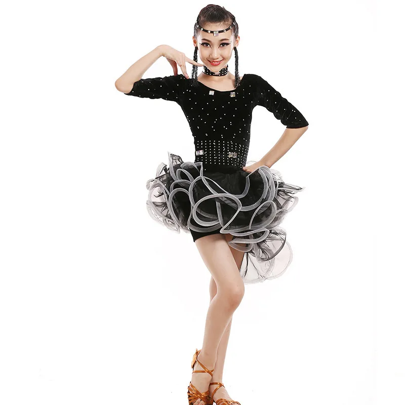 Платье для латиноамериканских танцев девочек детский костюм выступлений и