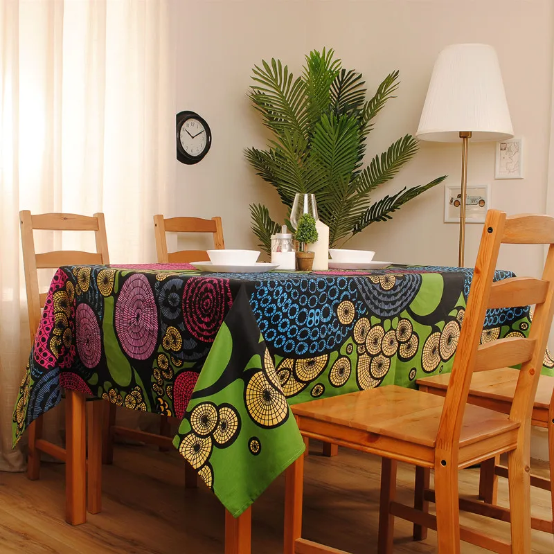 100% Cotton Canvas Tablecloth Printed Tree Ring Living Room Decoration