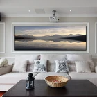 Современный классический художественный постер с изображением озера и пейзажа, длинная Картина на холсте, Настенная картина для гостиной, украшение для дома