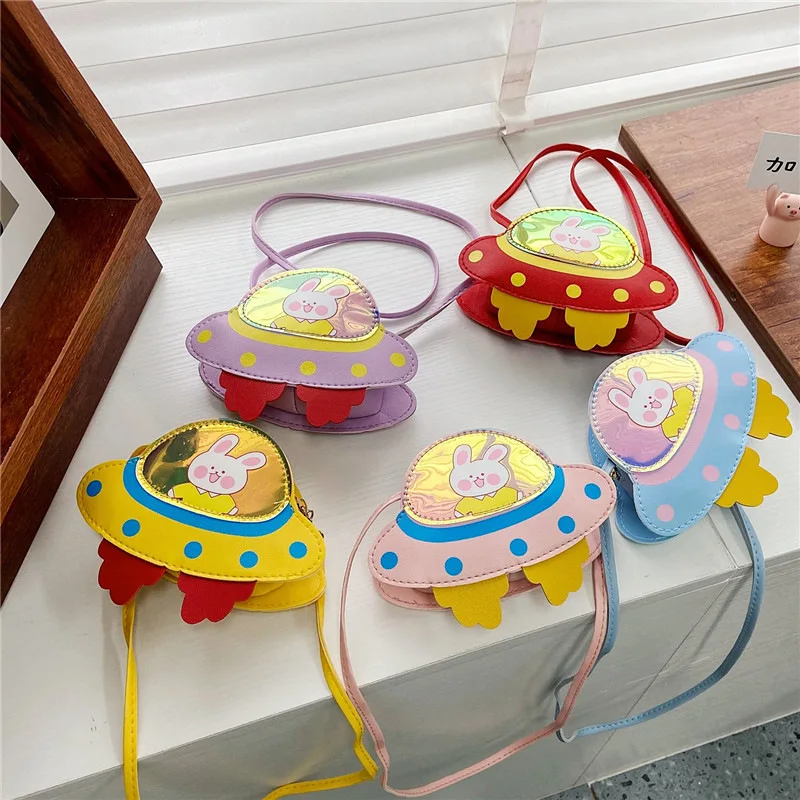 

PU UFO Airship Fashion Children Girl's Bag Korean Adorable Rabbit Children Change Single Shoulder Bag Candy Bag For Ourdoors