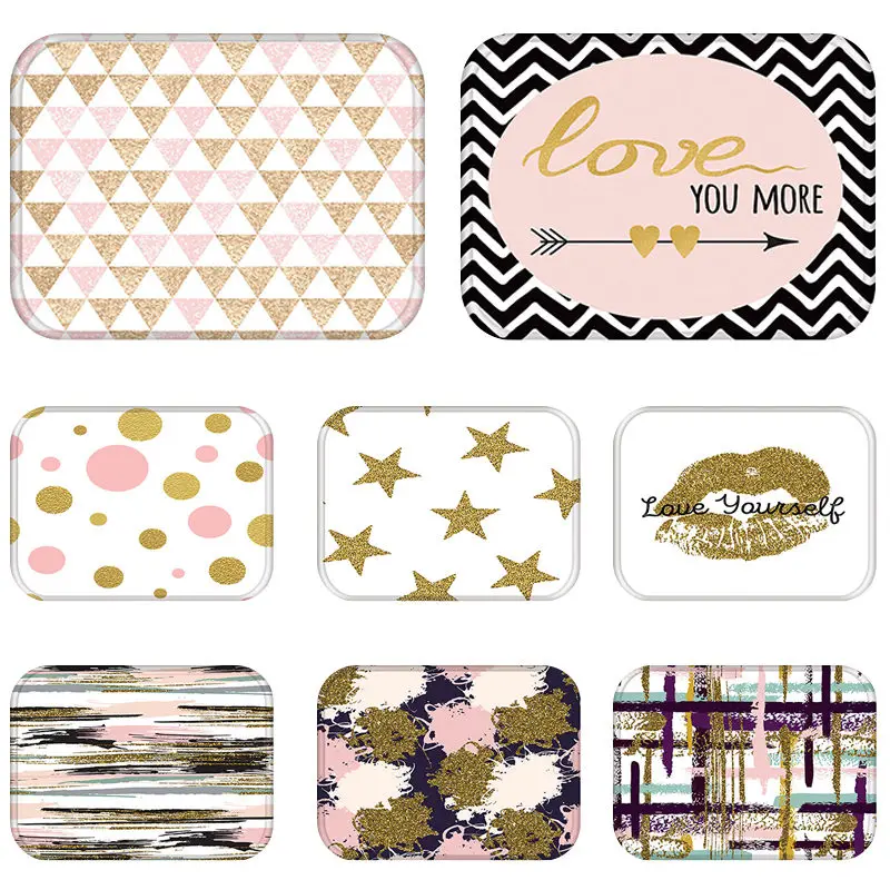 С изображением розовых перьев для кухонной и входной двери коврик из бархата