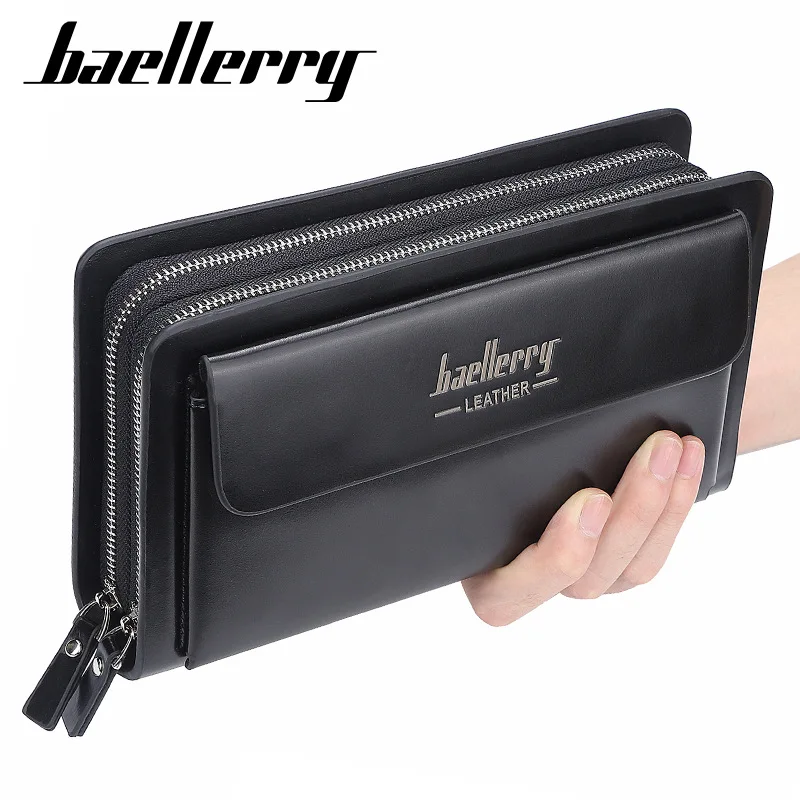 Длинный деловой кошелек Baellerry для мужчин бумажник с двойной молнией и кармашком