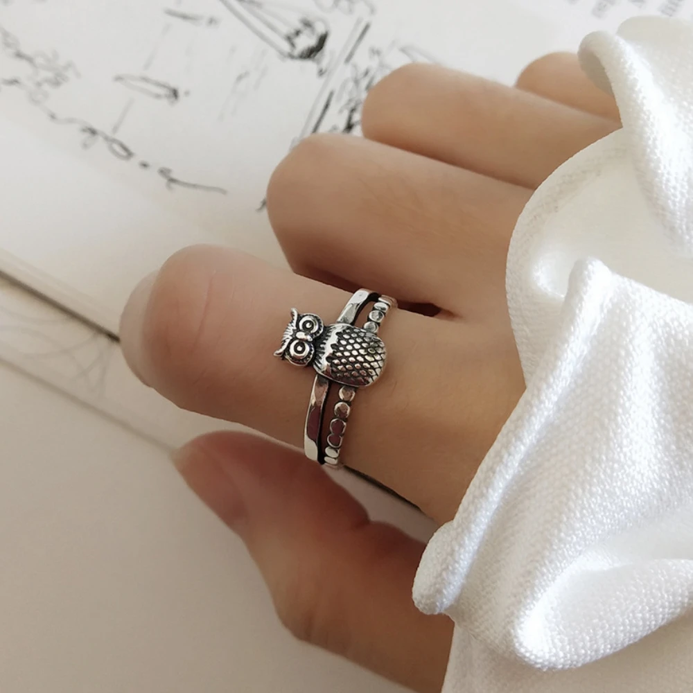 Винтажное ювелирное изделие в стиле хиппи серебряное кольцо и совы ювелирные