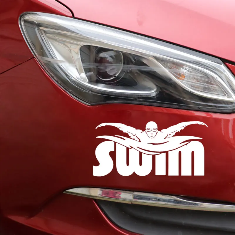YJZT 16CM*7.7CM Swim Player Athletic Sport Creative Car Styling Vinyl Sticker Black/Silver C31-0162 | Автомобили и мотоциклы