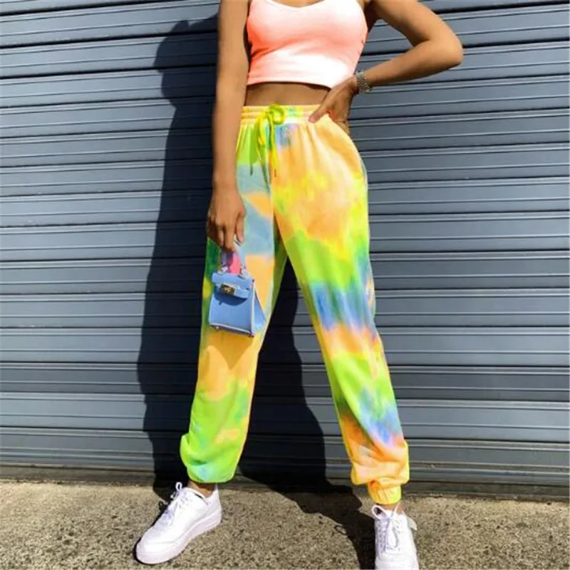 

Women Sweatpants Casual Loose High Elastic Waist Activewear Jogger Pants Lady Tie-dye Printed Long Trousers Streetwear Outfits
